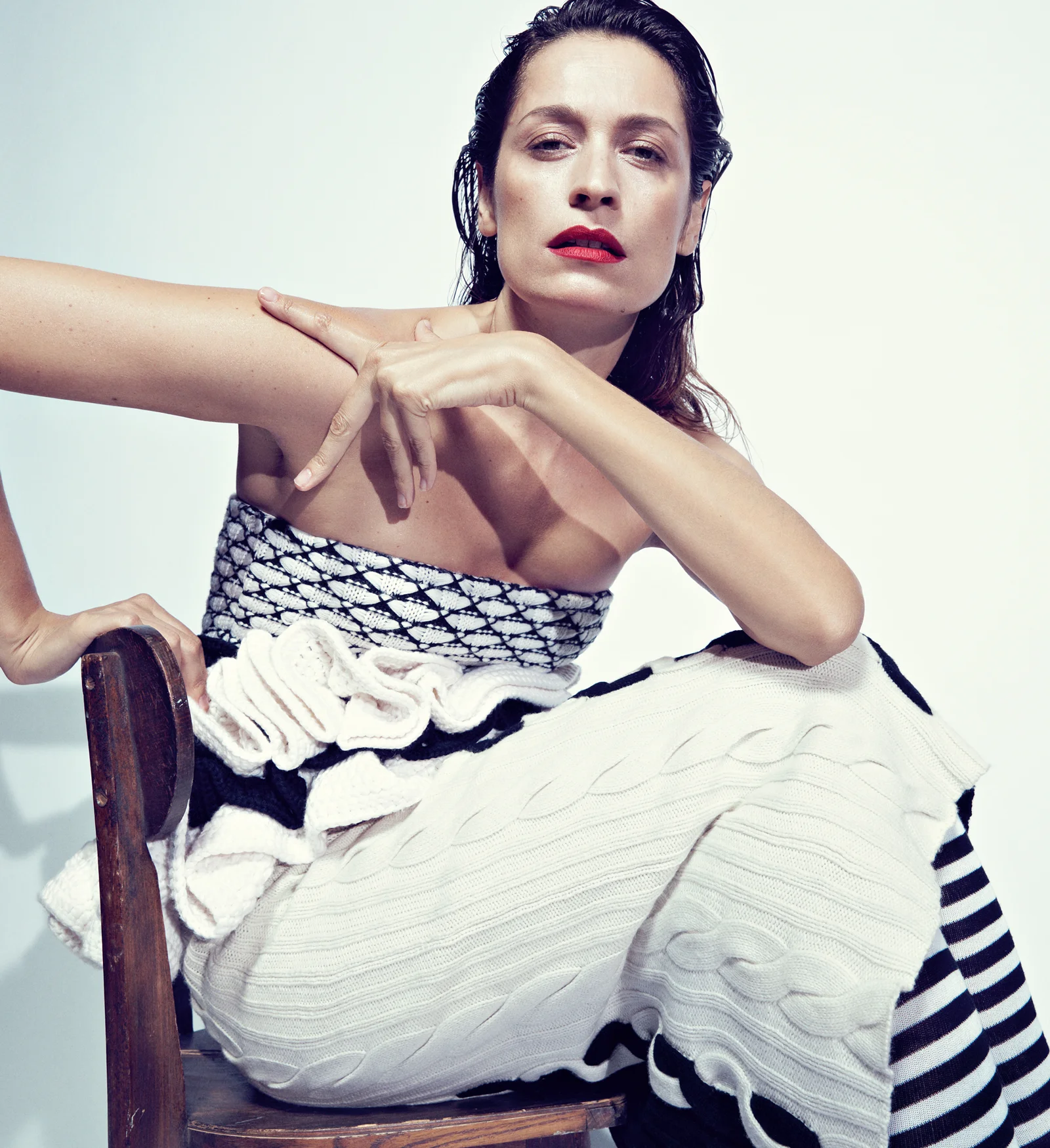 Off white and black wool crochet bustier top DIOR .