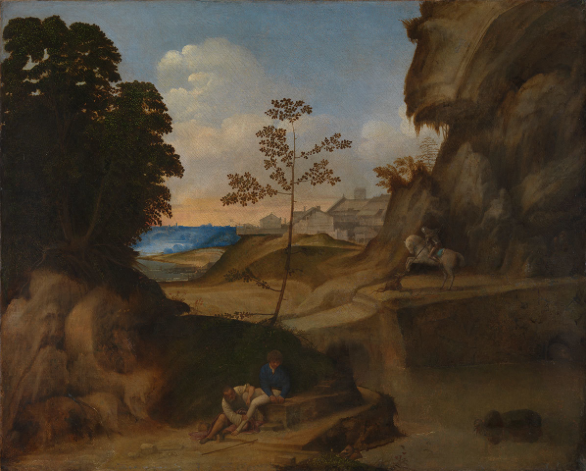    Giorgione, Il Tramonto, c.1502–5.   Oil on canvas. 73.3 x 91.4 cm. The National Gallery, London, bought 1961, inv. NG 6307. Photo © The National Gallery, London   
