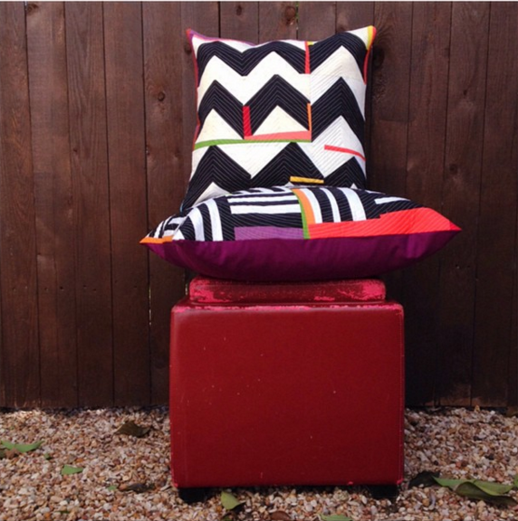 Black and White Improv pillow stack