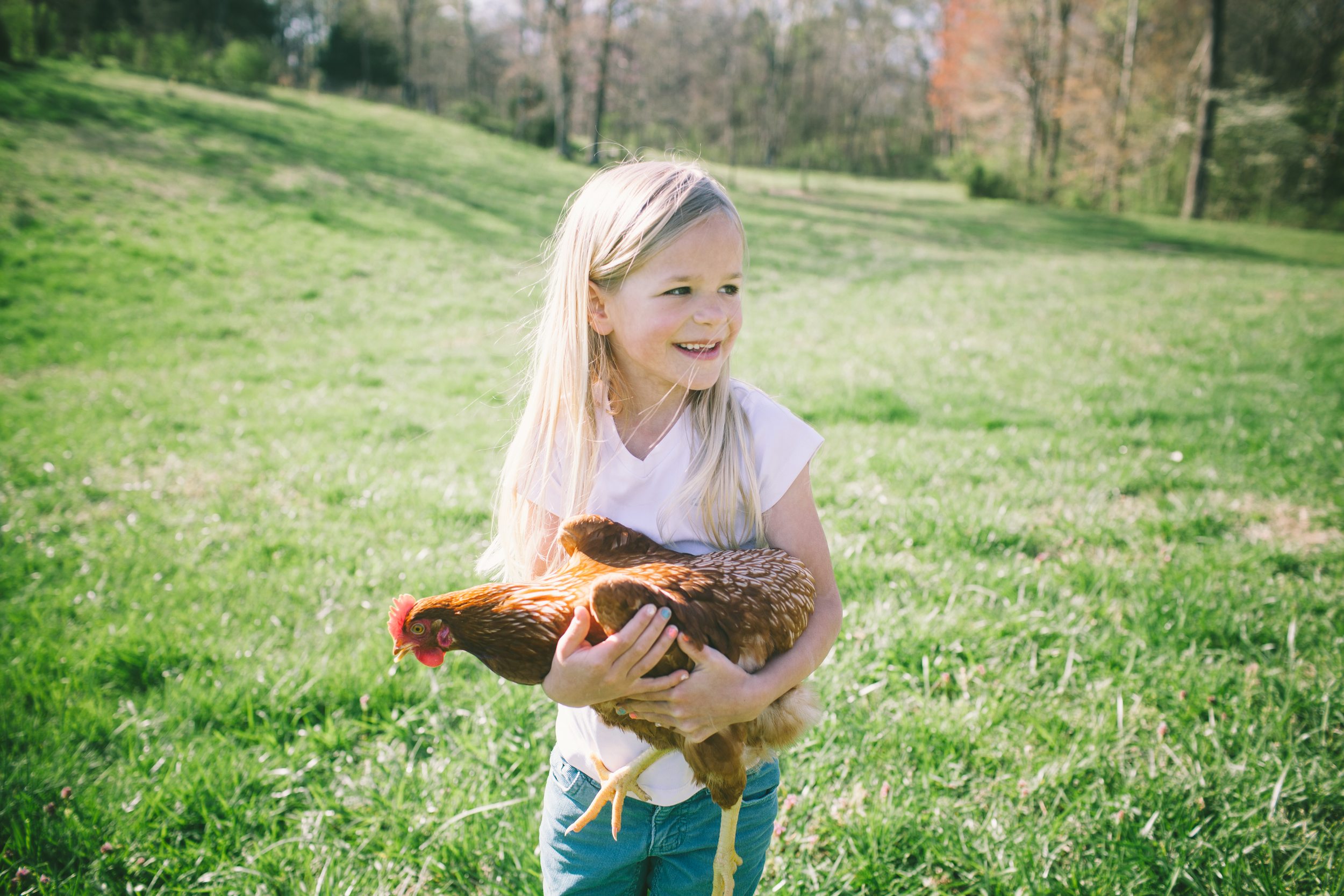 The little lady is our resident chicken catcher! 
