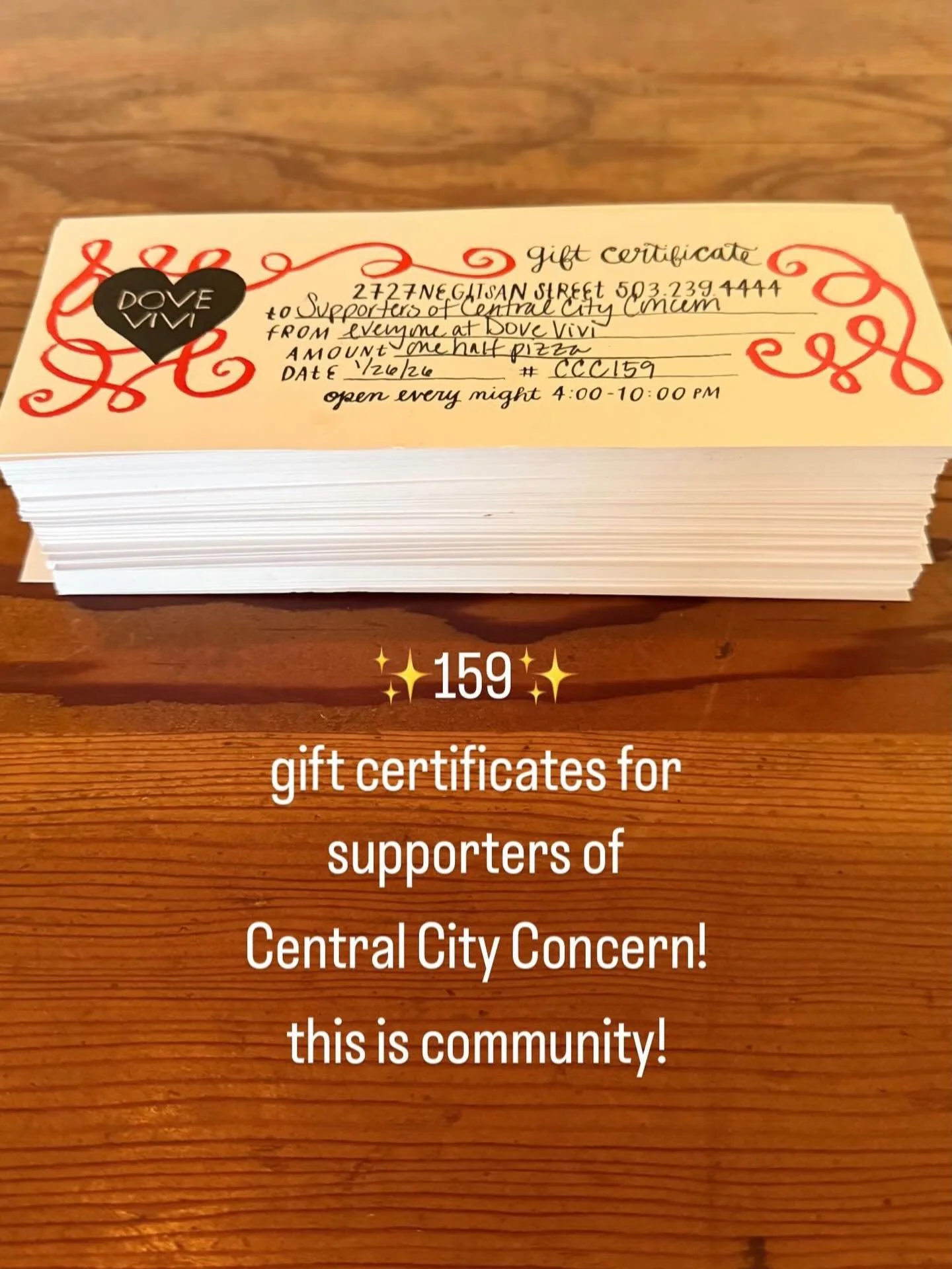 Dove Vivi was lucky to be a supporter of Central City Concern&rsquo;s guide guide campaign again this year, which resulted in a contribution of 159 gift certificates to their organization. we couldn&rsquo;t have offered this incentive without our com
