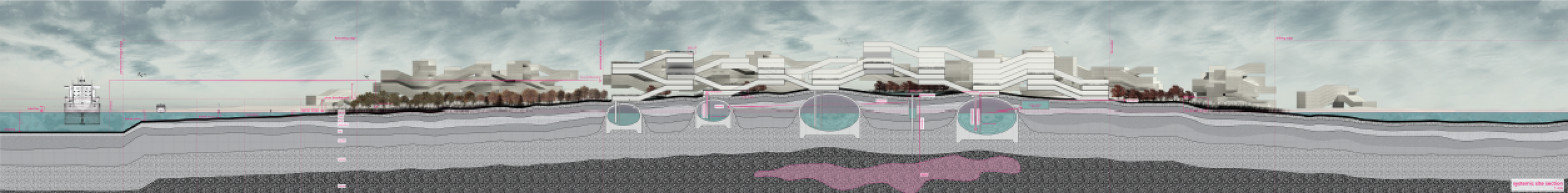 Longitudinal Section across the proposed island design