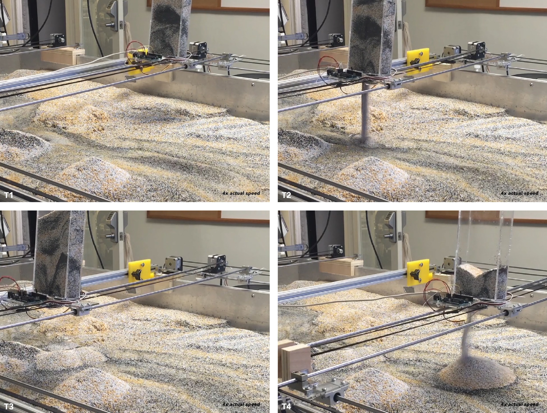 Depositor, scanning the topographic features of the landscape and depositing sediments to re-route the flow of water