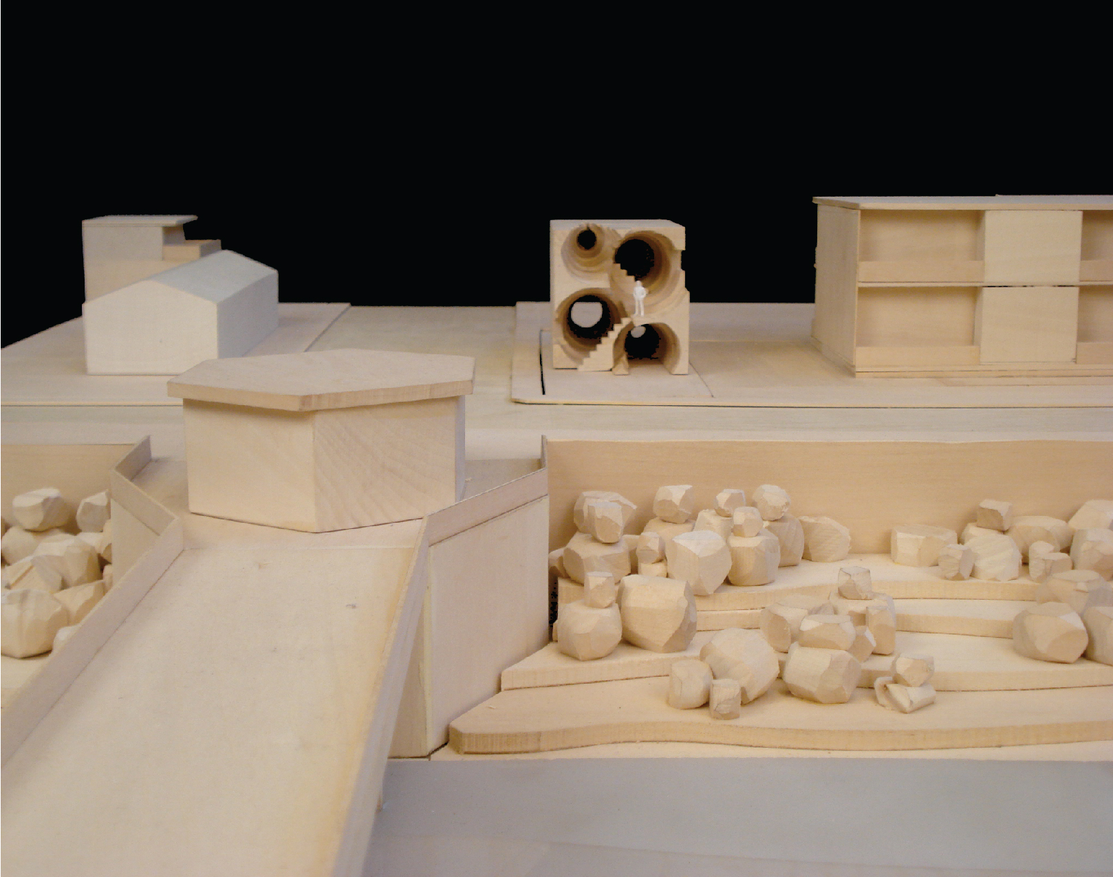 Bass wood and acrylic model of the dwelling