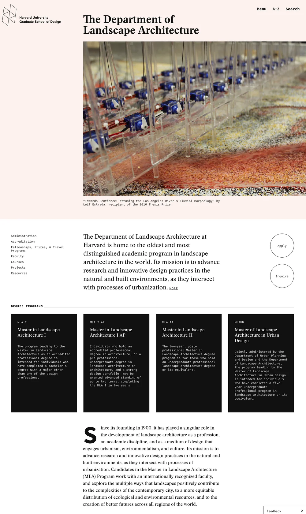 Towards Sentience ™ , as the main featured project on Harvard GSD's MLA Department webpage (2016-2017)