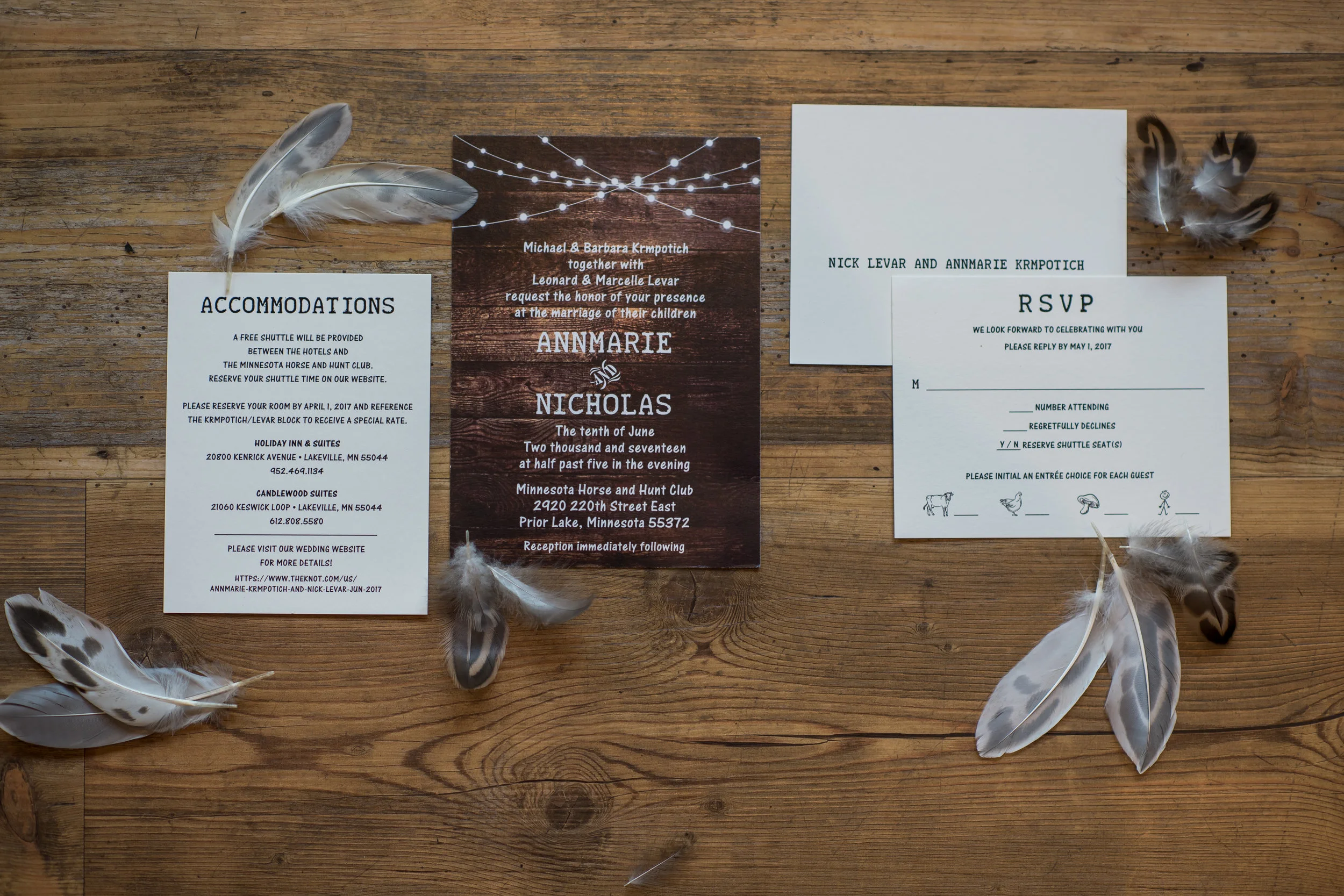 invitation suite with duck feathers | Kelly Birch Photography :: Horse and Hunt Club :: Sixpence Events Minnesota wedding planner .jpg
