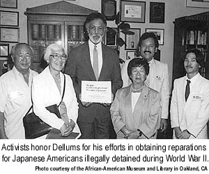 Activists honor Ron Dellums for his efforts in obtaining reparations for Japanese Americans illegally detained during WWII