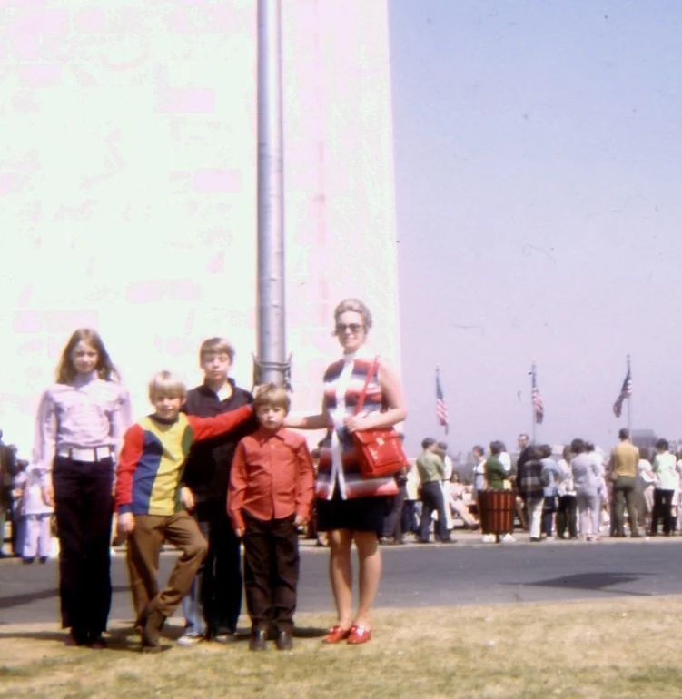 In front of the Washington Monument, 1971. I can't bear to look at the shirts I wore!