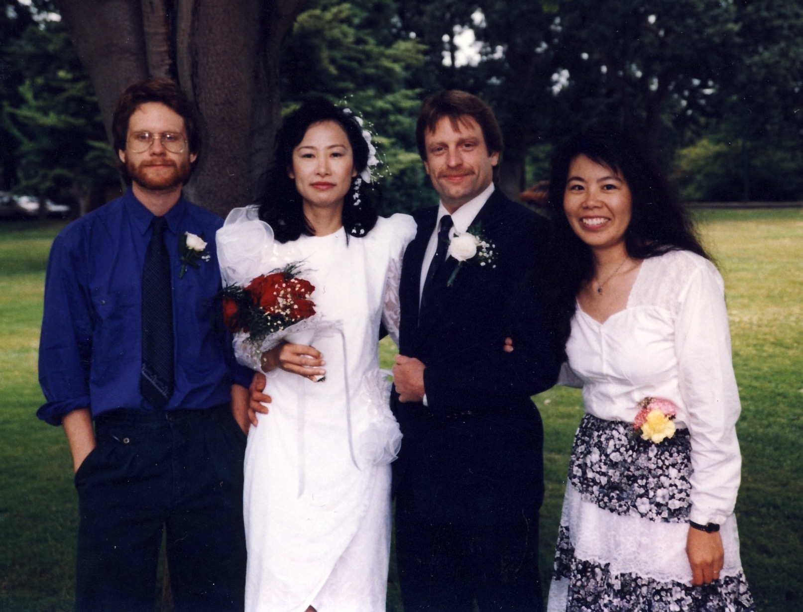 In Beacon Hill Park, Victoria, at my brother Allan's wedding to Sin-lin — who is from Mauritius, studied in Paris, and got to know my brother through Ruby.