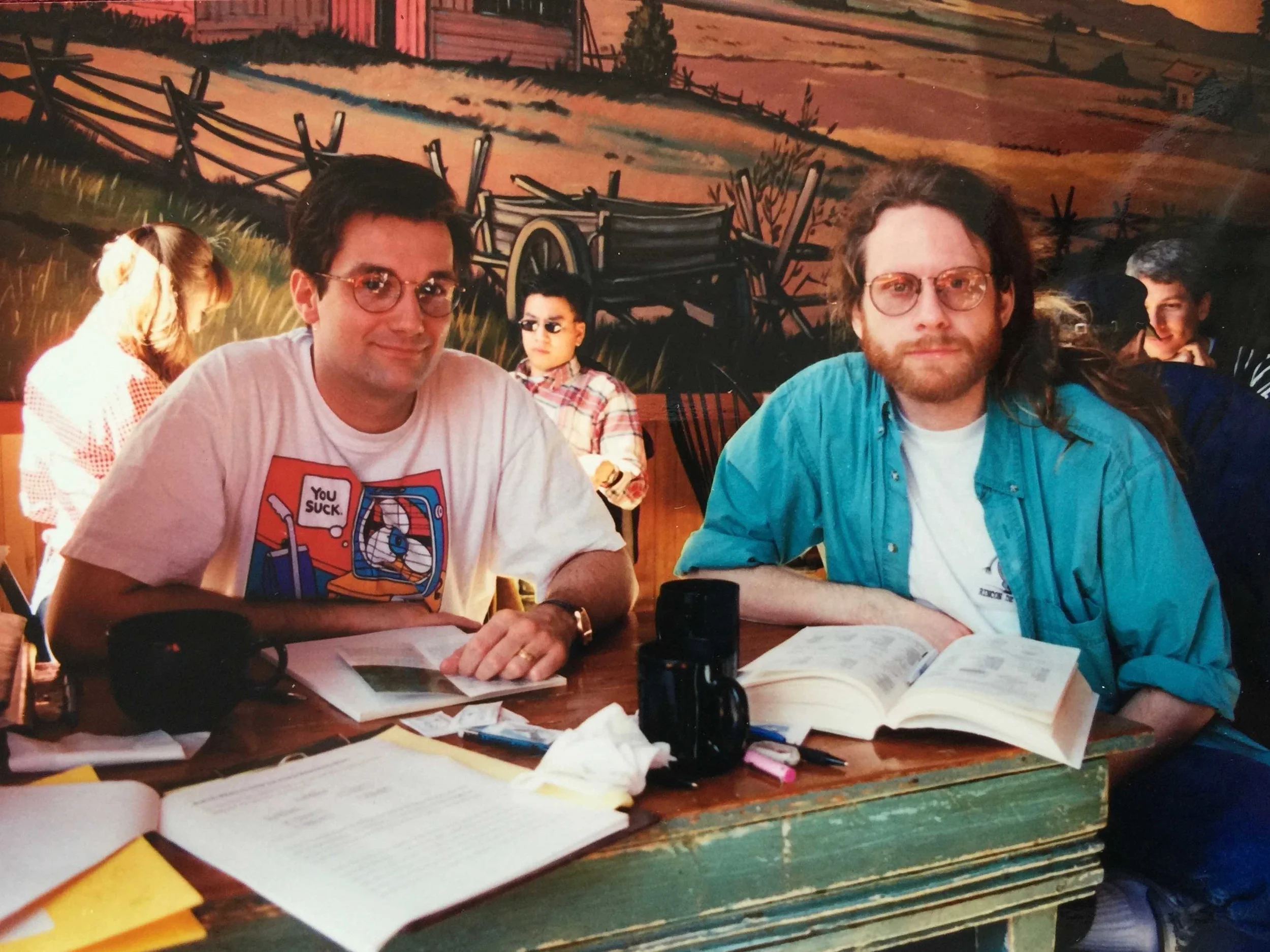 With Thorsten at our 'office' — Calhoun's Cafe in Kits.