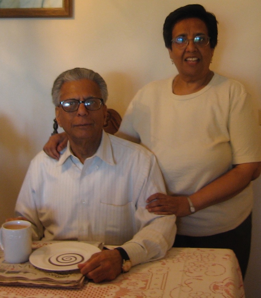 Having tea with my M.A. supervisor Dr. Inder Nath Kher and his wife Sulochana in Calgary.