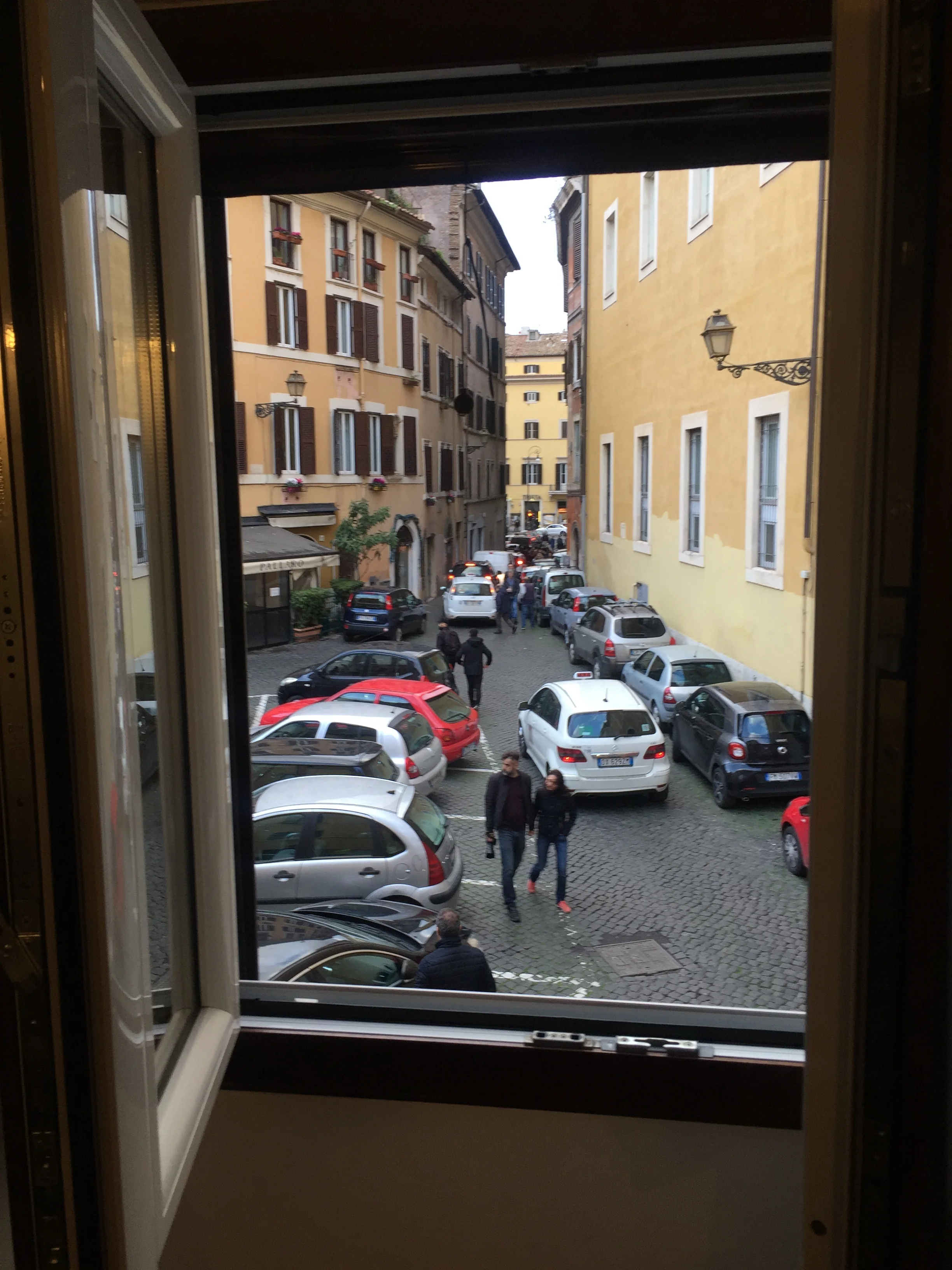 Our room with a view of the street, one block from Campo de' Fiori