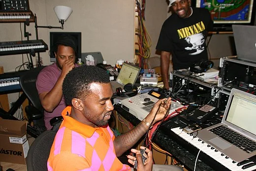 "Kanye West working in the studio, from Jacksonville (photo by Angel Laws ) (Wikimedia Commons)