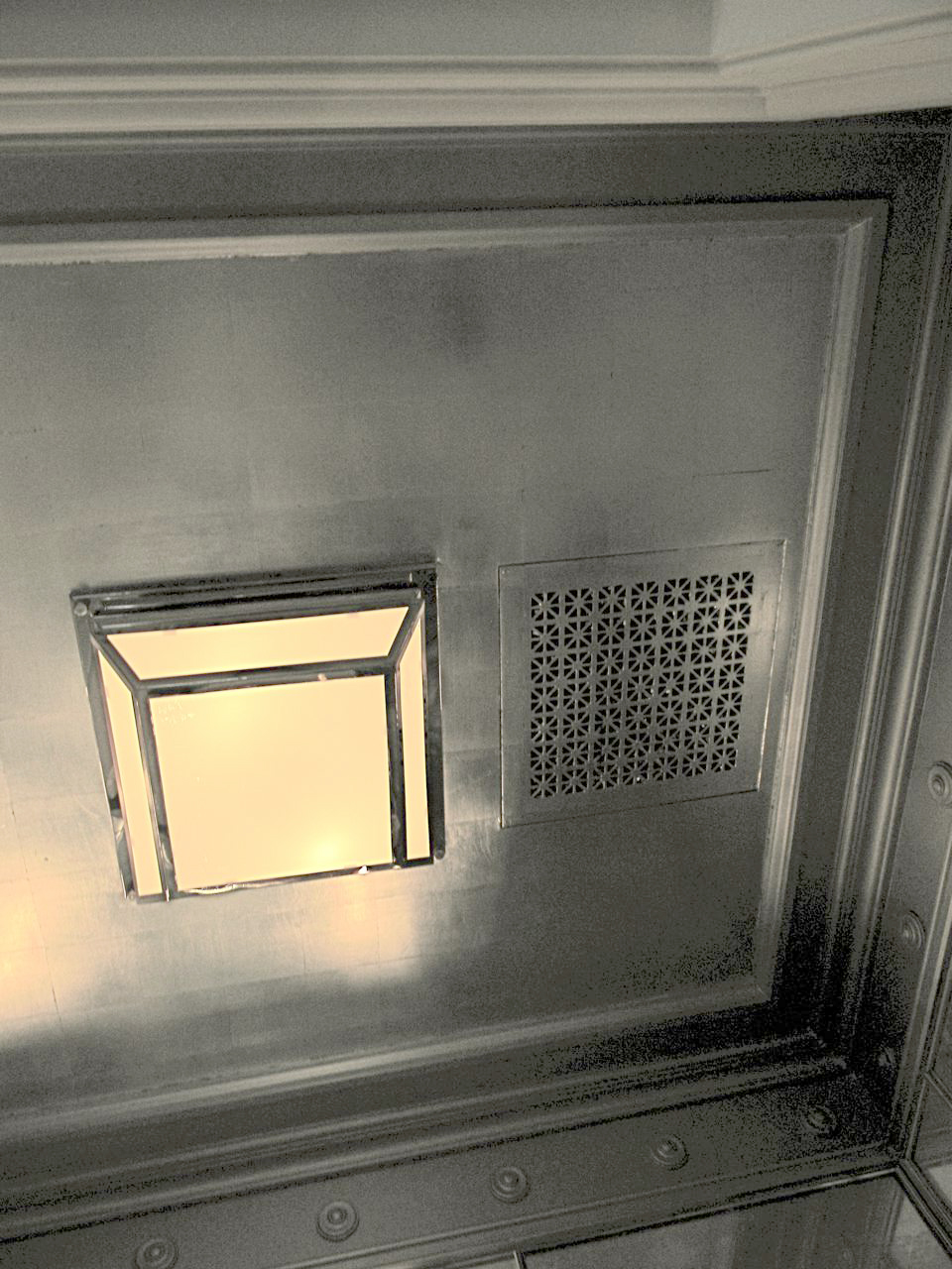 Hand placed silver leaf ceiling, NYC. This entire apartment was the cover article of Architectural Digest Sept 2012