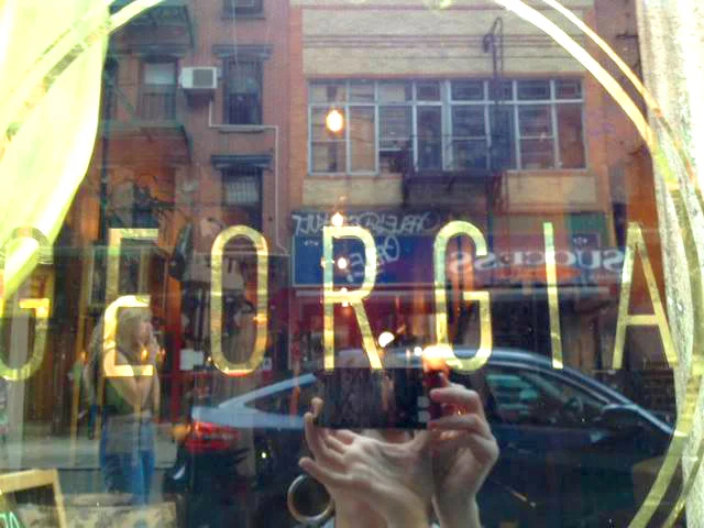 22k water gilded signage, Georgia Vintage Clothing boutique NYC