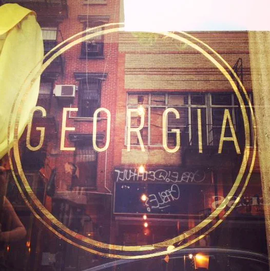 22k water gilded signage, Georgia Vintage Clothing boutique NYC