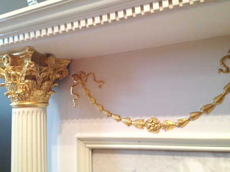  23k oil gilded fireplace, NYC 