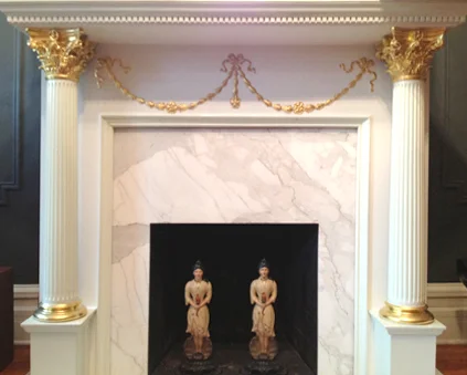  23k oil gilded fireplace, NYC 