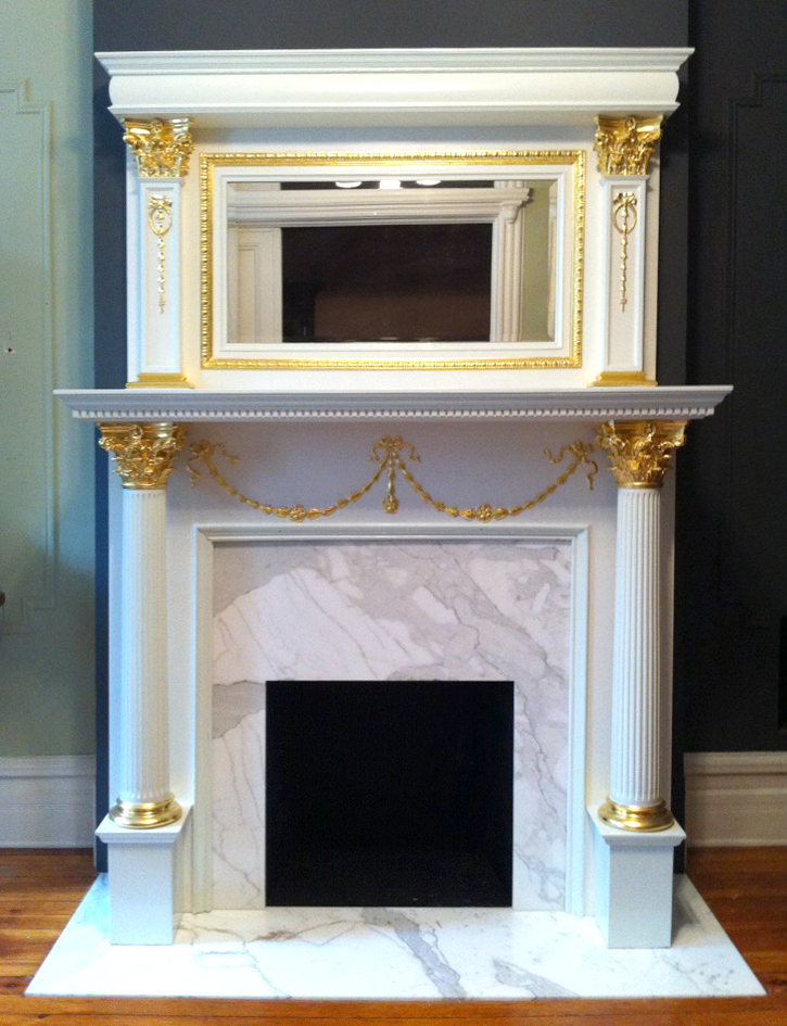 23k oil gilded fireplace, NYC