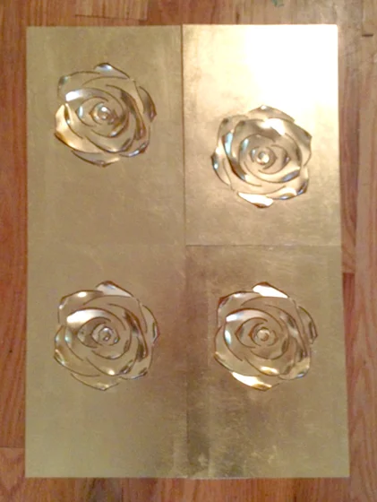  Metal leaf oil gilded panels for Lancome Cosmetics 