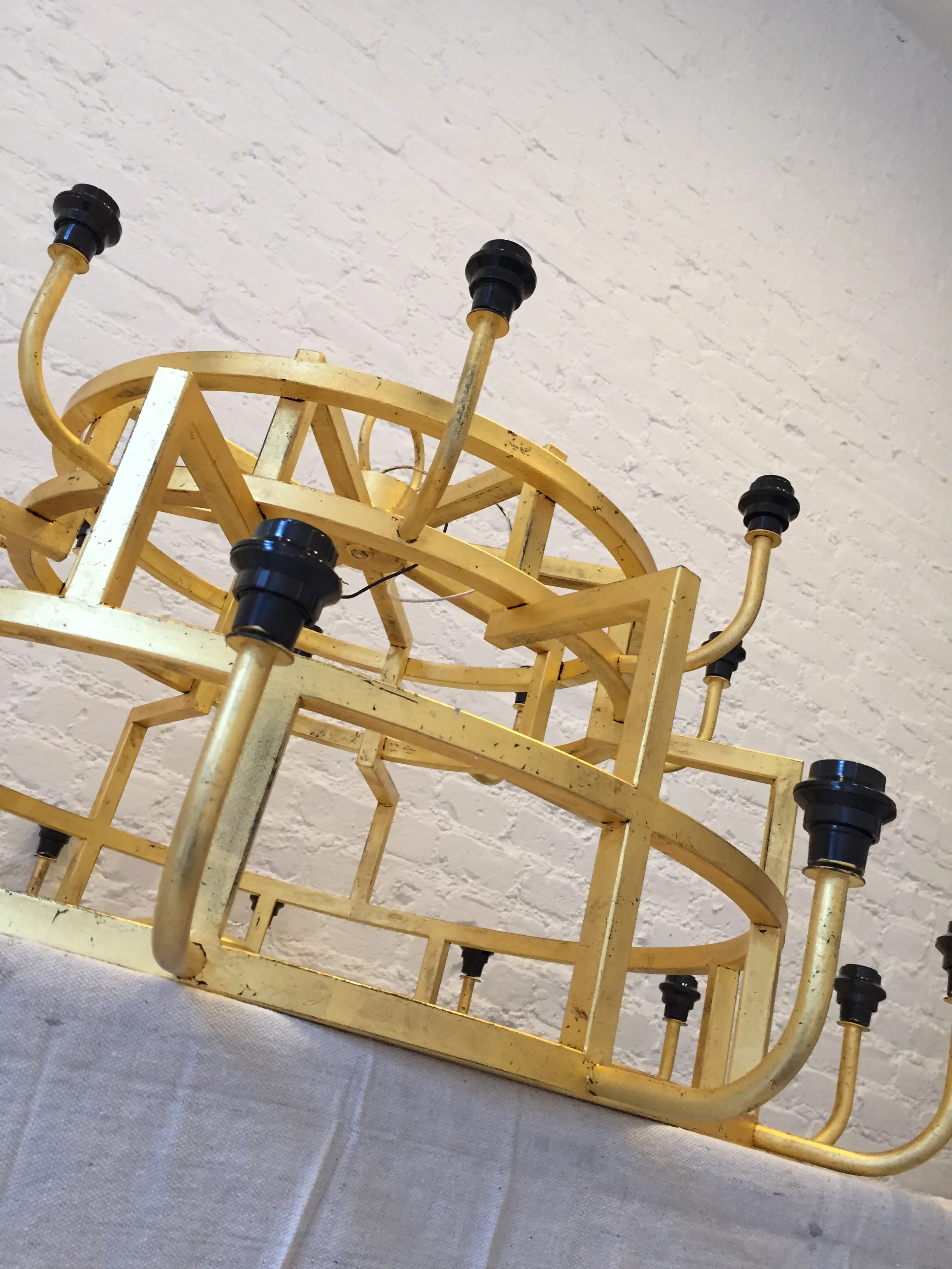  23k gilded &amp; antiqued chandelier; 1940's Royer replica 