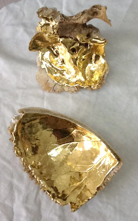  23k water gilded skull fragments 