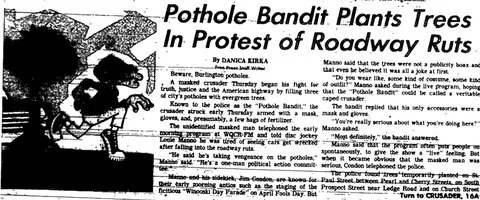 The story from the Burlington Free Press the day after the Bandit struck