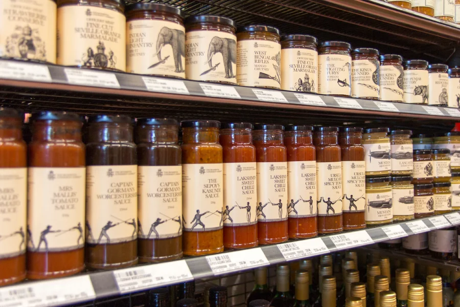 Products on supermarket shelf