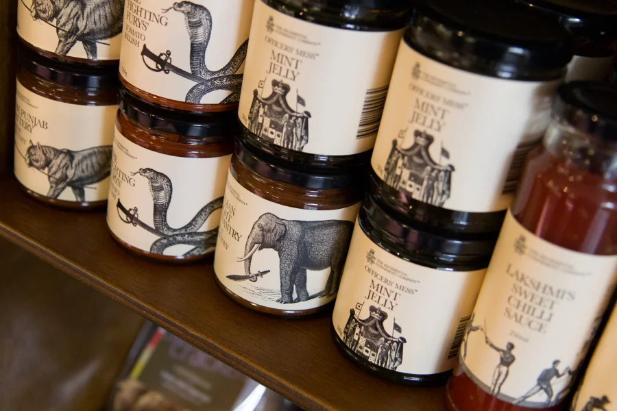 Close-up of products on shelf