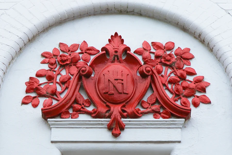 Crest on Napier’s exterior