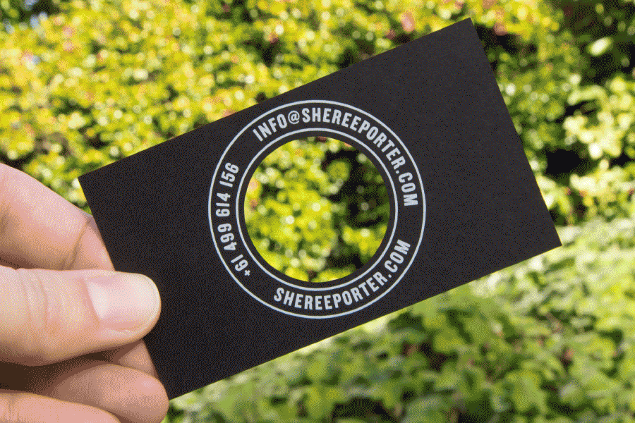 Animation showing business card as camera