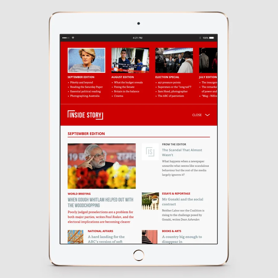 iPad app vertical display