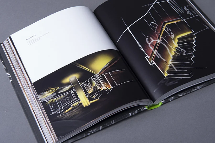Inside spread with captions