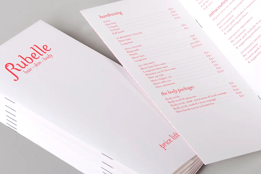 Price list brochure design