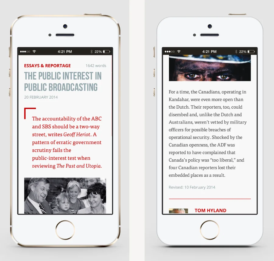 Mobile site article page