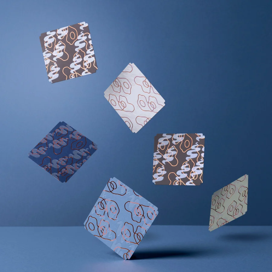 Floating coasters set on blue background