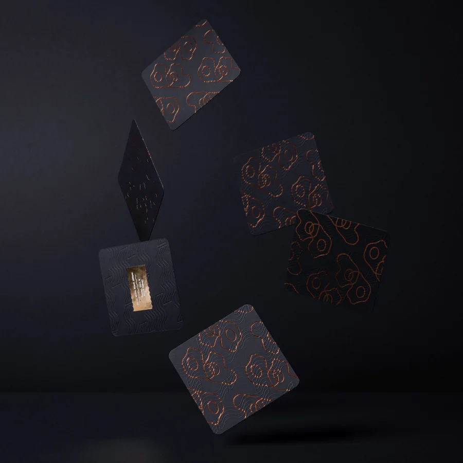 Floating coasters set on black background