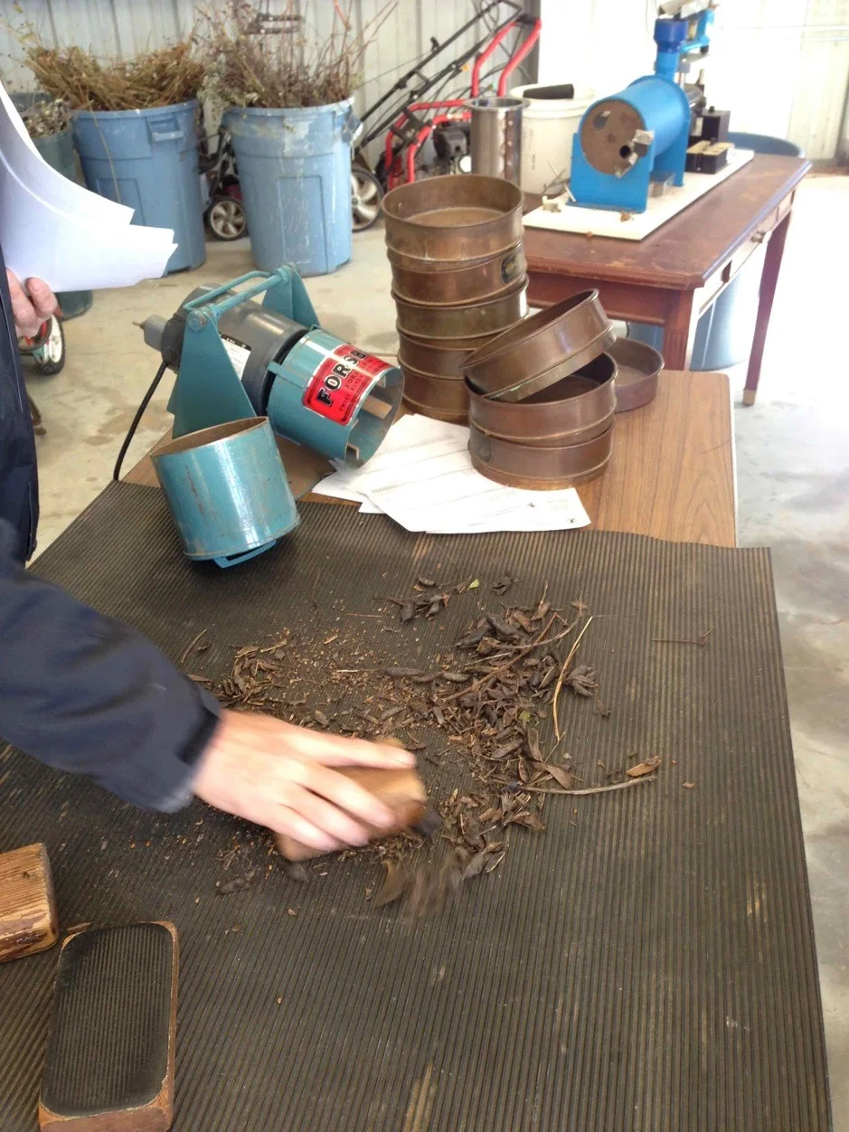 Figure 1 Staff at the Norman A. Berg Plant Materials Center demonstrated seed cleaning techniques as part of a field trip.