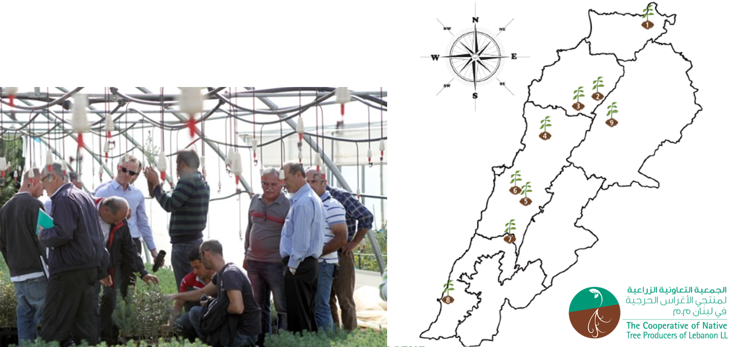 Figure 1 – Distribution of CNTPL Native Nurseries throughout Lebanon
