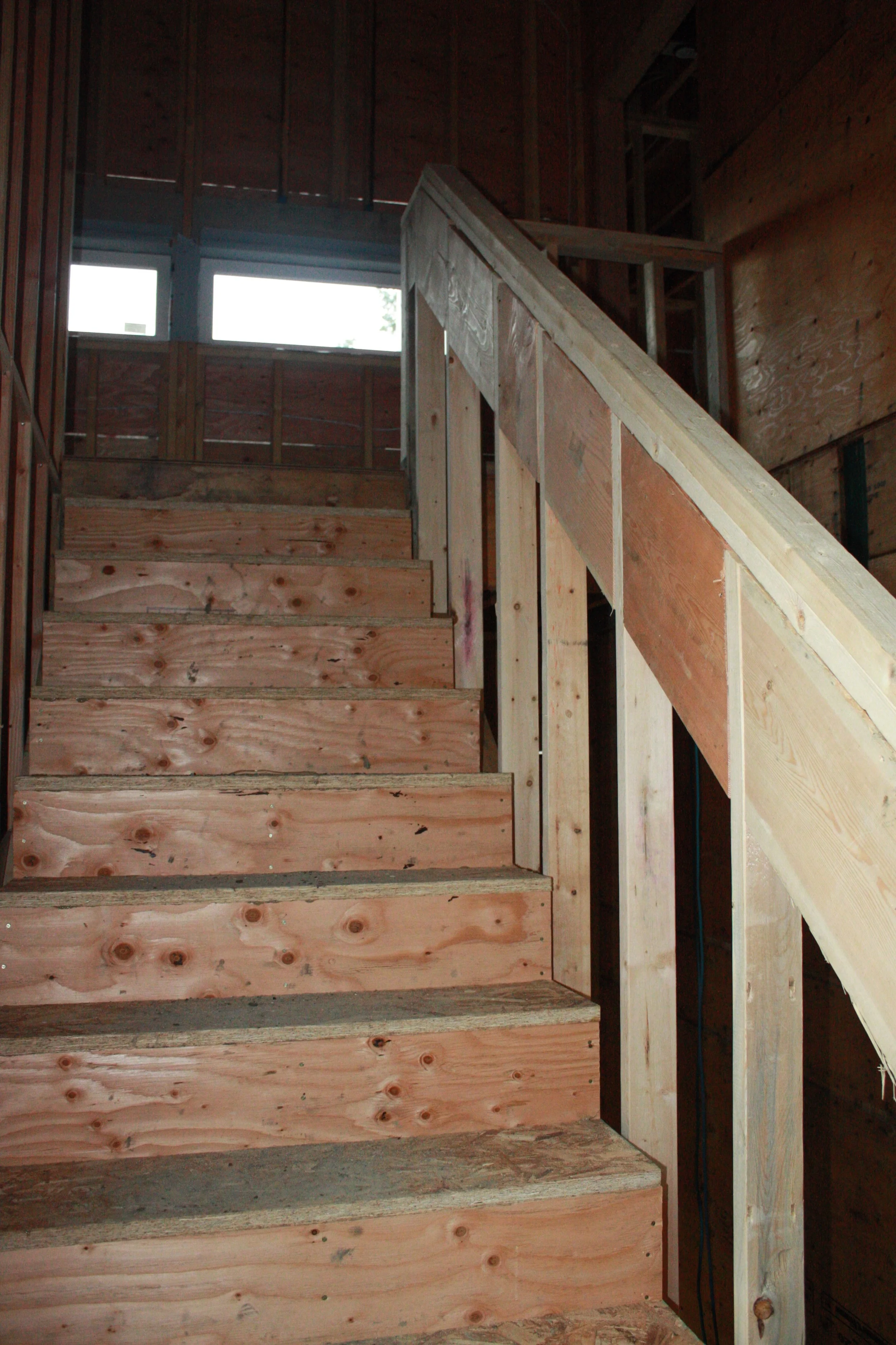 Safe back stairs with the railing at the top - I think I may want a higher barrier at the top.... it makes me dizzy!