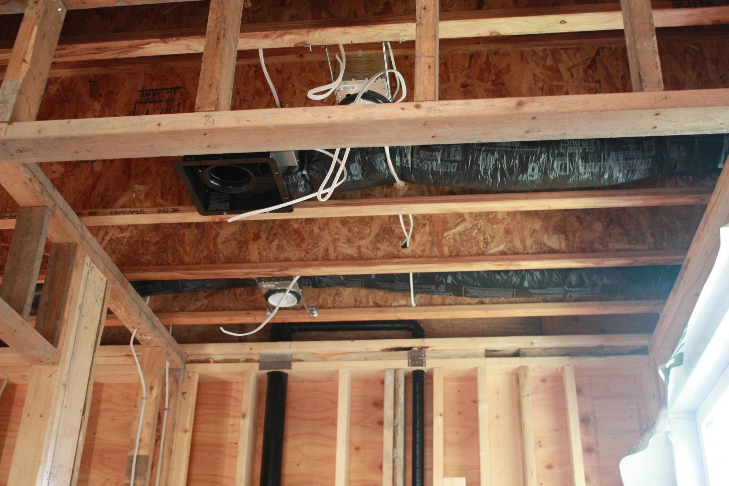 Fan installation in the den bathroom