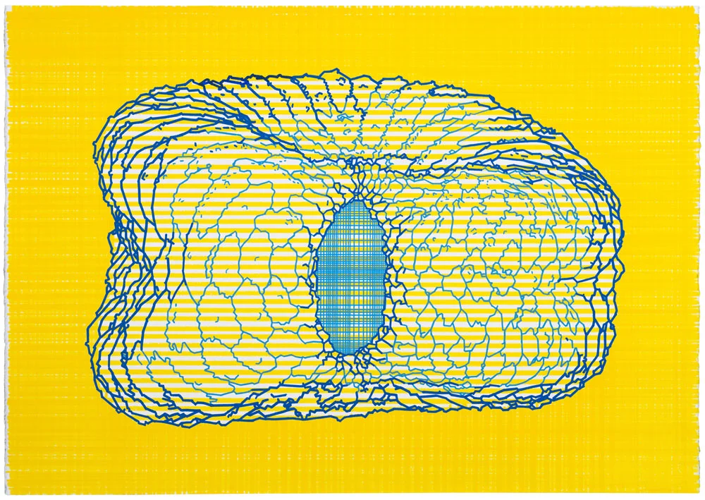 Máquina neumática, 2016-2017. Lápiz y témpera sobre papel. 38 x 56cm