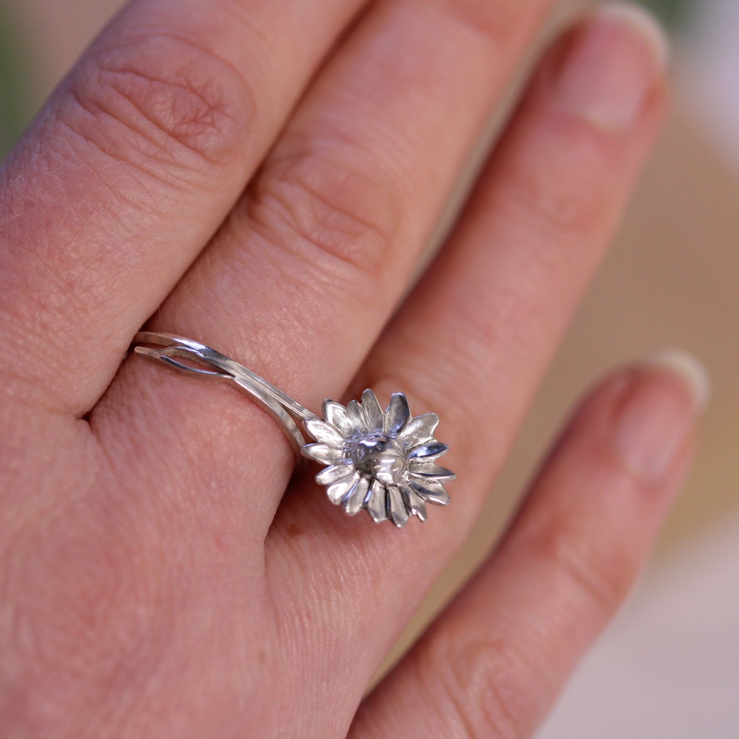 Statement single daisy ring sterling silver by Lizzy Chambers 6.jpg