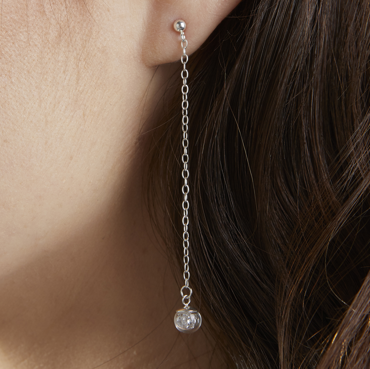 Lizzy Chambers Crystal Sterling silver drops in ear2.jpg