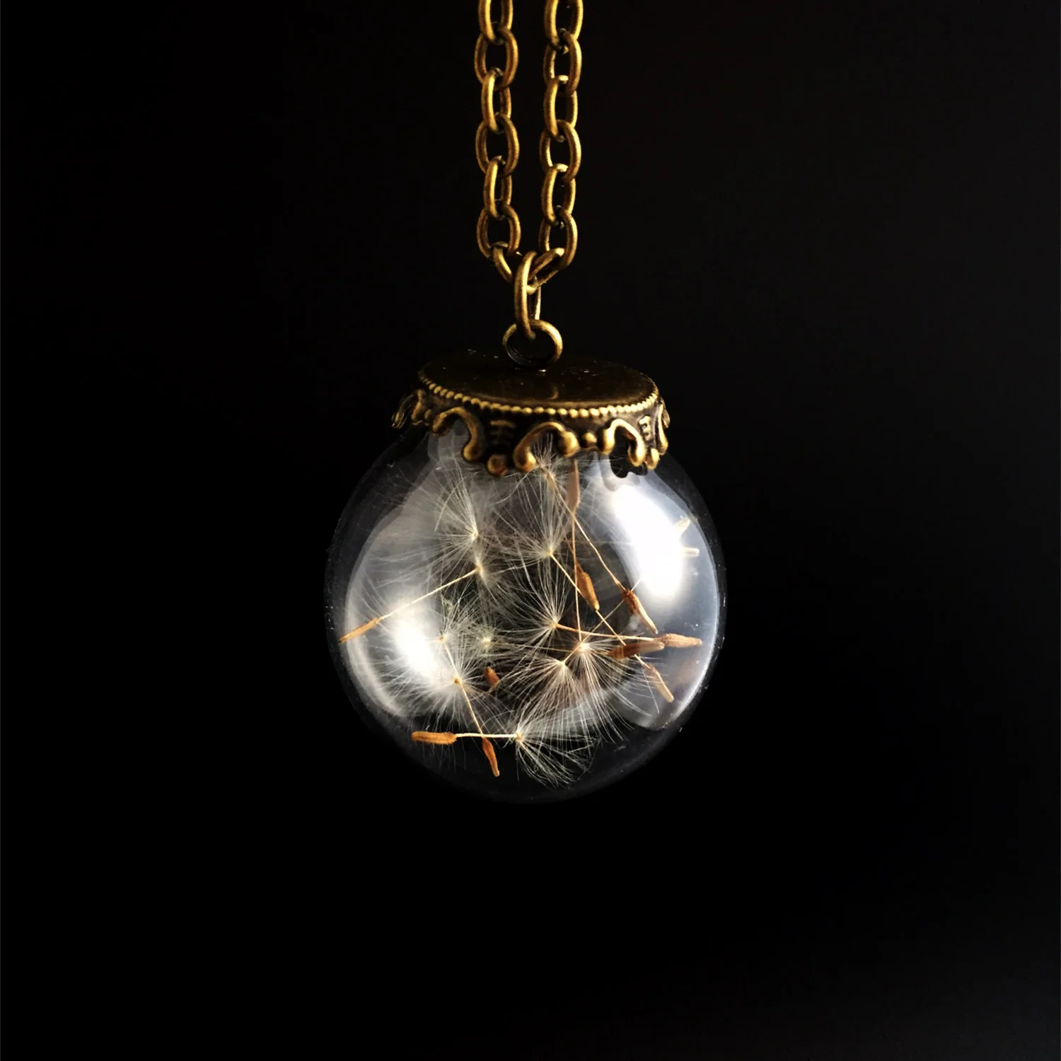 Statement Crown Top Dandelion Seed Head Necklace in Brass | Discontinued | Super Seconds