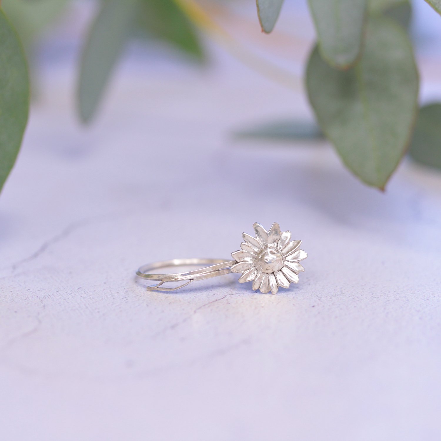Statement single daisy ring sterling silver by Lizzy Chambers3.jpg