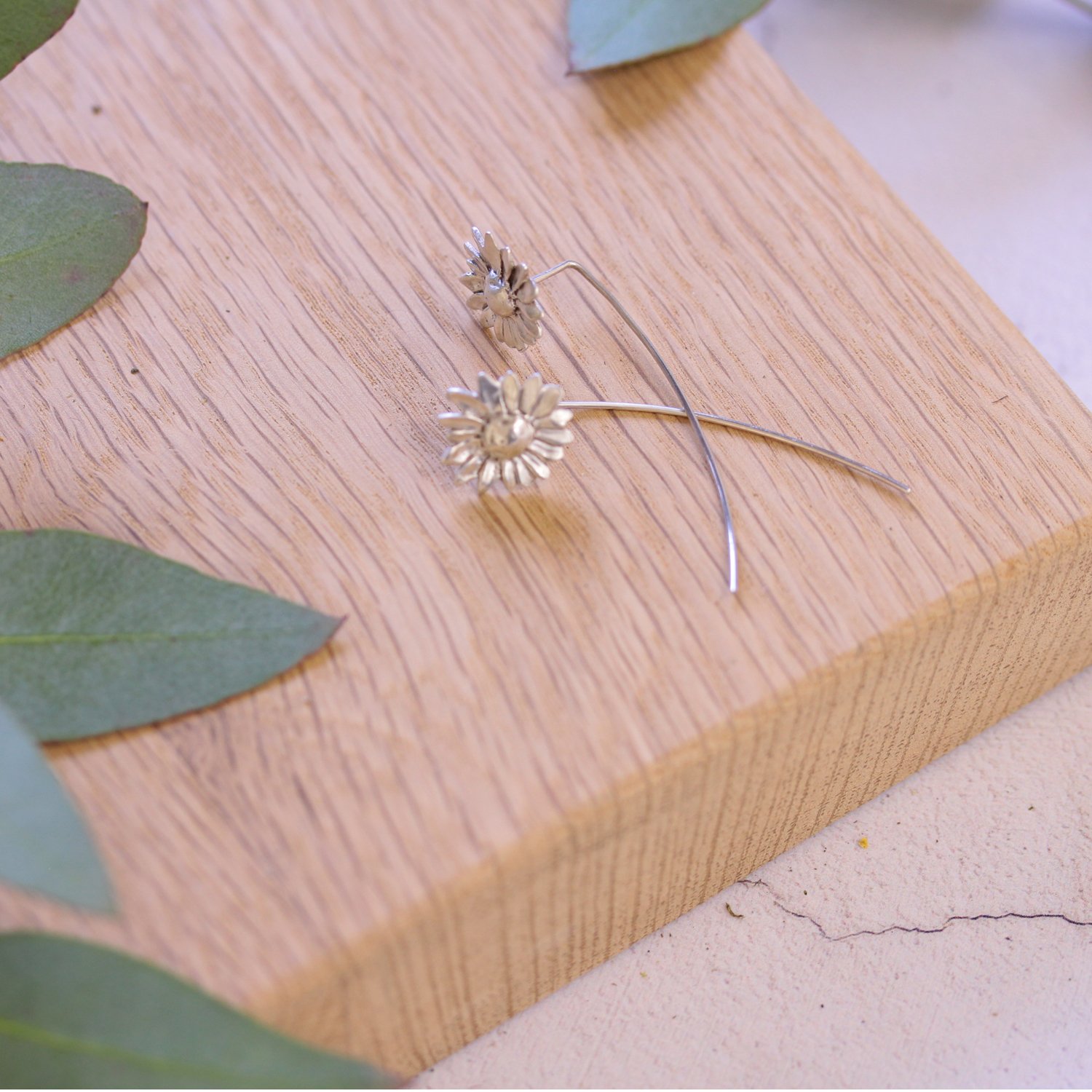 Daisy drop earrings in sterling silver by Lizzy Chambers 7.jpg