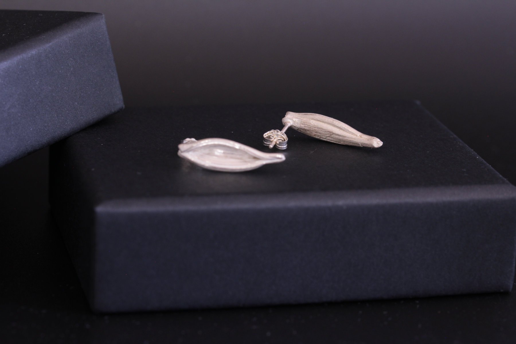 Lizzy Chambers Textured Silver Petal earrings Med B.jpg