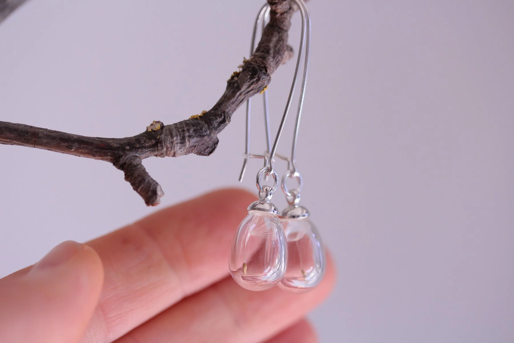 Sterling Silver Dandelion Seed Teardrop Earrings | Super Seconds Festival