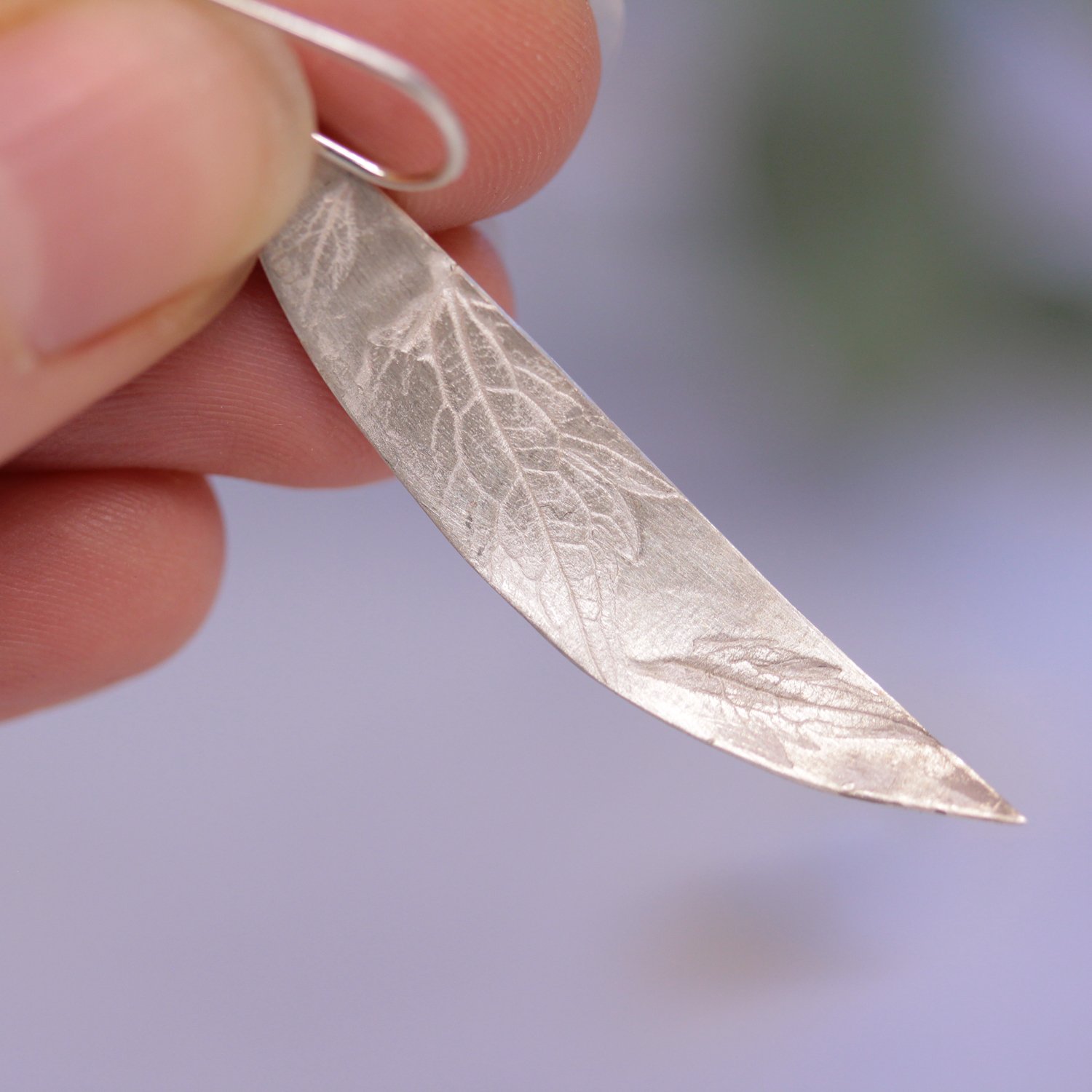 Silver leaf drop earrings by Lizzy Chambers 3.jpg